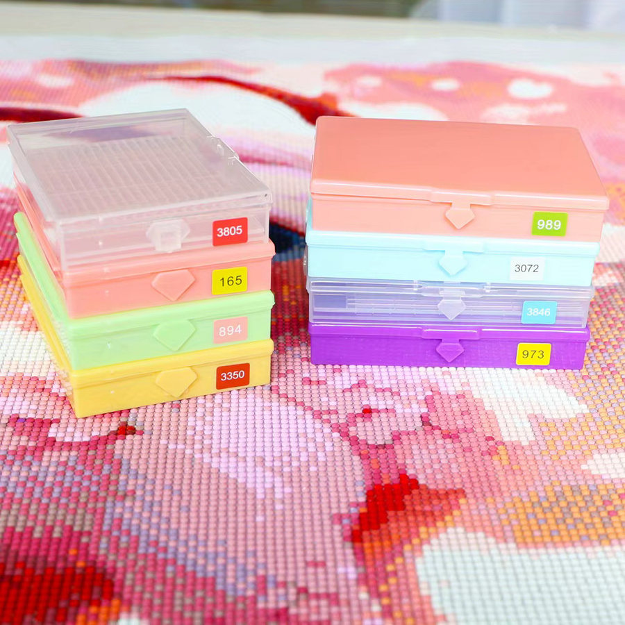 6er Set Diamantkunst Aufbewahrungsboxen aus Kunststoff in Transparent und Multicolour für DIY Perlen und Bastelzubehör - Bild 2