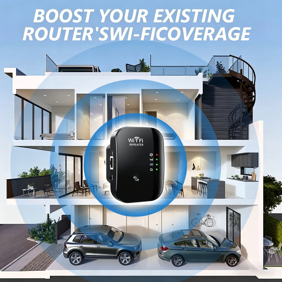 Regaton WLAN Repeater Single-Band 2,4 GHz Wi-Fi Reichweitenverstärker Schwarz - Bild 2
