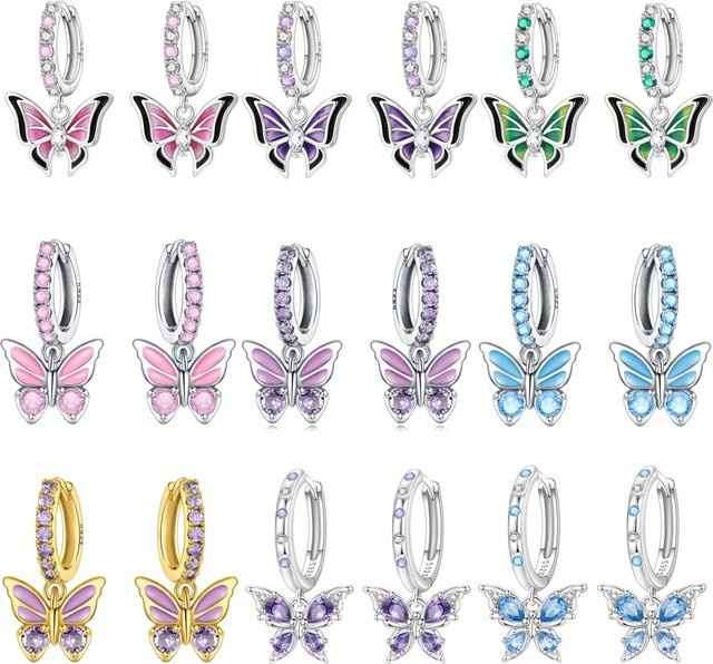 MISEFF Ohrringe, 925 Silber, Schmetterling, Zirkonia, Damen - Bild 1
