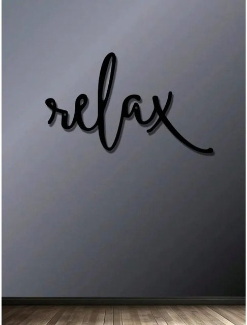 CIFBUY Wandkunst aus Metall Relax als moderne Badezimmerdekoration in Schwarz - Bild 1