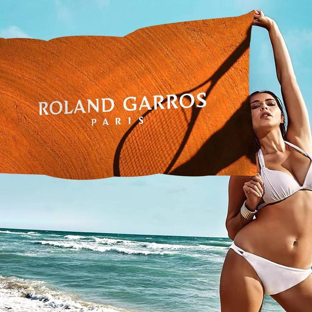 Cool Studio Roland Garros Logo Strandtuch aus Mikrofaser und Baumwolle, Orange, B/H: 50 x 100 cm - Bild 1