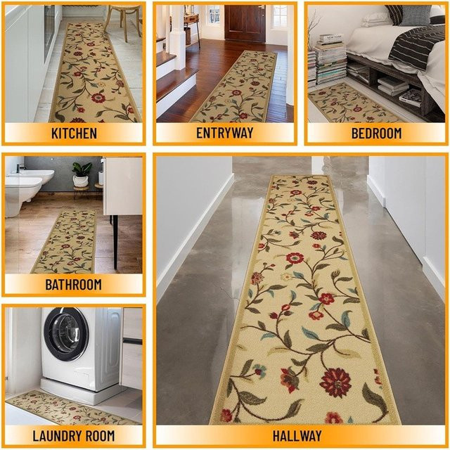 VIKAMA Retro-Teppich im orientalischen Design, Sandfarben, Rechteckig - Bild 1