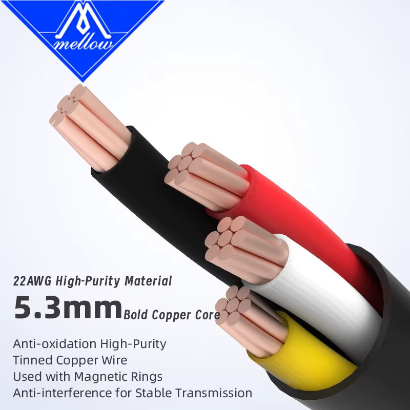 Mellow Premium BMCU 4-poliges Verlängerungskabel für Bambu Lab AMS A1 Mini 3D-Drucker, Farbe: Schwarz, Länge: 1 m - Bild 3