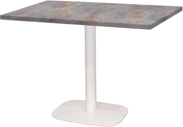 RestooTab Tisch Round rechteckig mit Dekor Stein und weißem Gestell, B/T/H: 120 x 70 x 75 cm - Bild 1