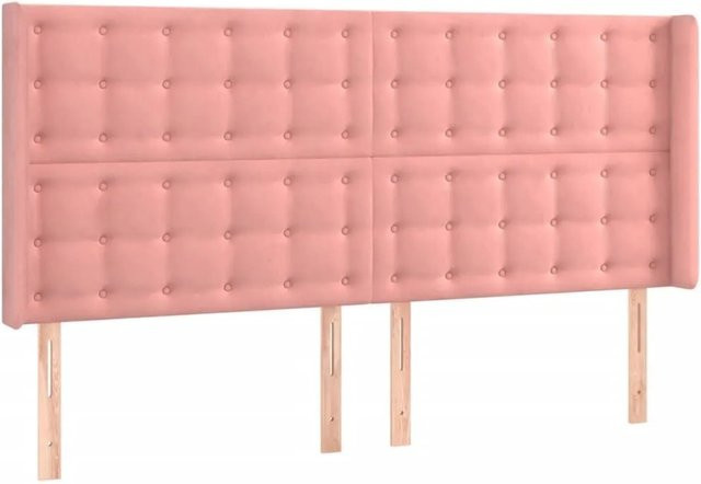 vidaXL Kopfteil mit Ohren in Rosa aus Samt, Breite: 163 cm, Tiefe: 16 cm, Höhe: 118 cm bis 128 cm - Bild 1