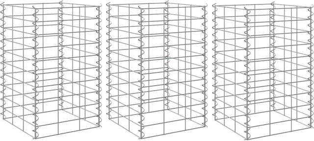 Furnicato Gabionen-Hochbeete aus Eisen, 3er Set, Silber, B/T/H: 30 x 30 x 50 cm - Bild 1