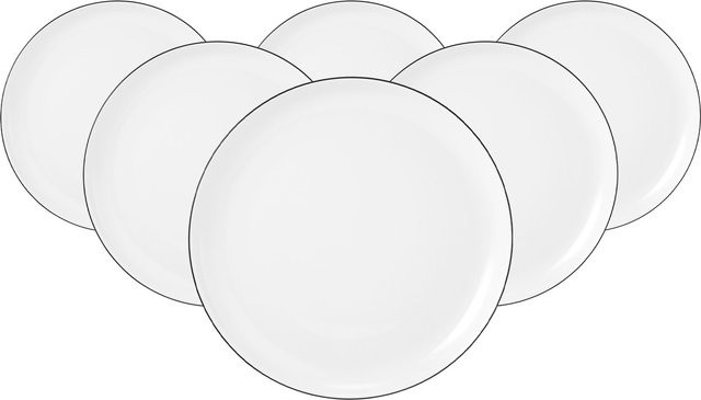 Seltmann Weiden Frühstücksteller Lido Black Line aus Porzellan, 6er Set, Schwarz, Durchmesser: 20 cm - Bild 1