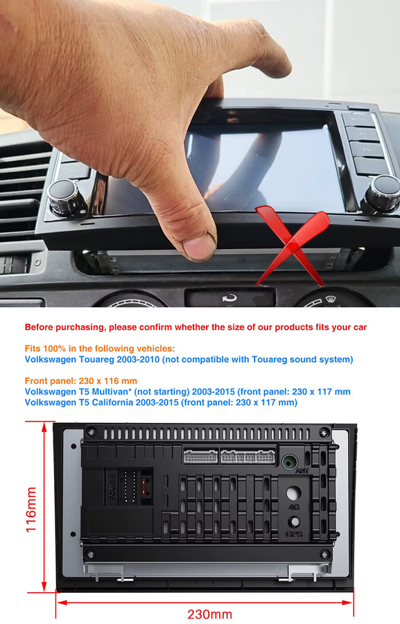 ESSGOO Android 15 Autoradio für VW T5 Multivan Transporter mit 7 Zoll Display, 8-Kern Prozessor, 6+128G Speicher, kabellosem Carplay, Android Auto, GPS-Navigation, Bluetooth und WLAN in Schwarz - Bild 4