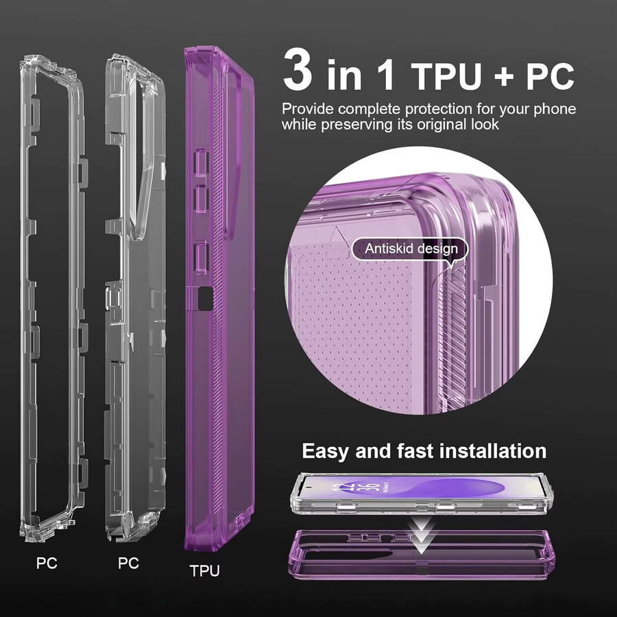 OTT-BOX Stoßfeste Triple-Layer Schutzhülle für Samsung Galaxy S26 Ultra S25 S24 S23 S22 S21 Plus in Transparent und Blau - Bild 3