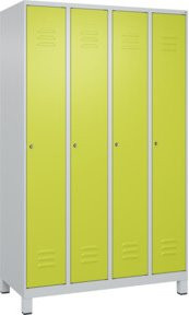 C+P Spind Classic PLUS Garderobenschrank mit 4 Abteilen, Stahl, grau/grün, B/T/H: 120 x 50 x 195 cm - Bild 1
