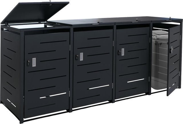 Mülltonnenverkleidung MCW-E83b Mülltonnenbox in Anthrazit aus Stahl, B/T/H: 265 x 117 x 80 cm - Bild 1