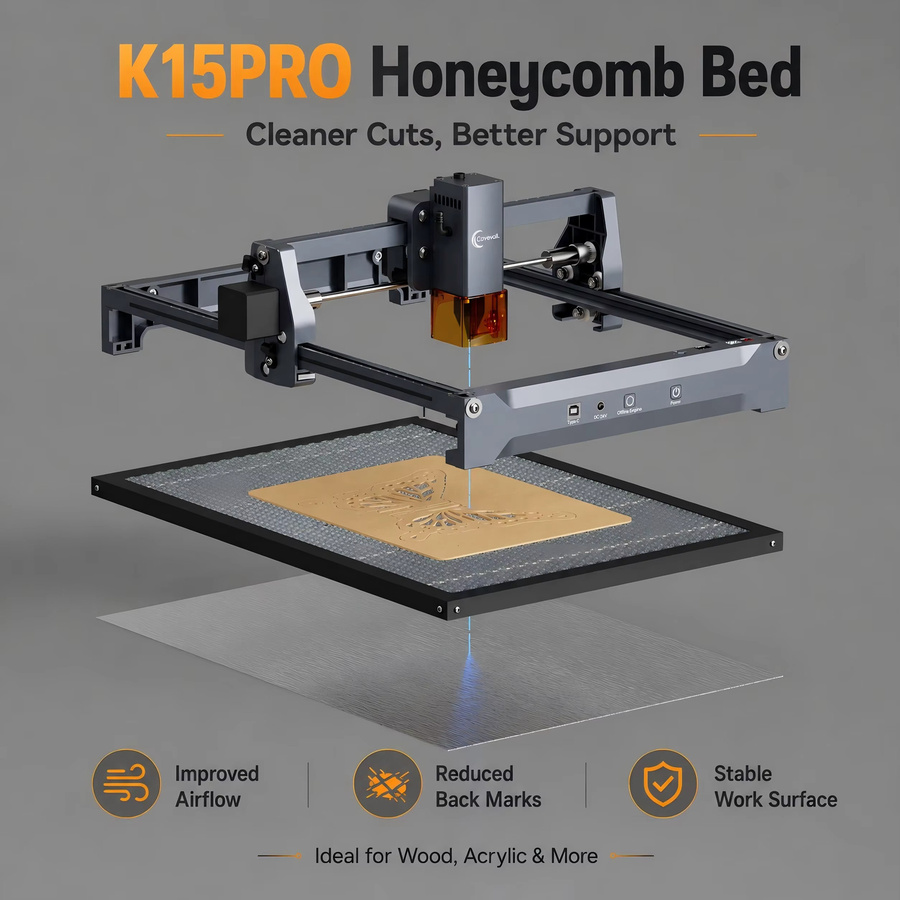 Carverall K15PRO Wabenplatte Schneidbett für Lasergravierer und Laser Cutter, B/T: 30 x 20 cm - Bild 4