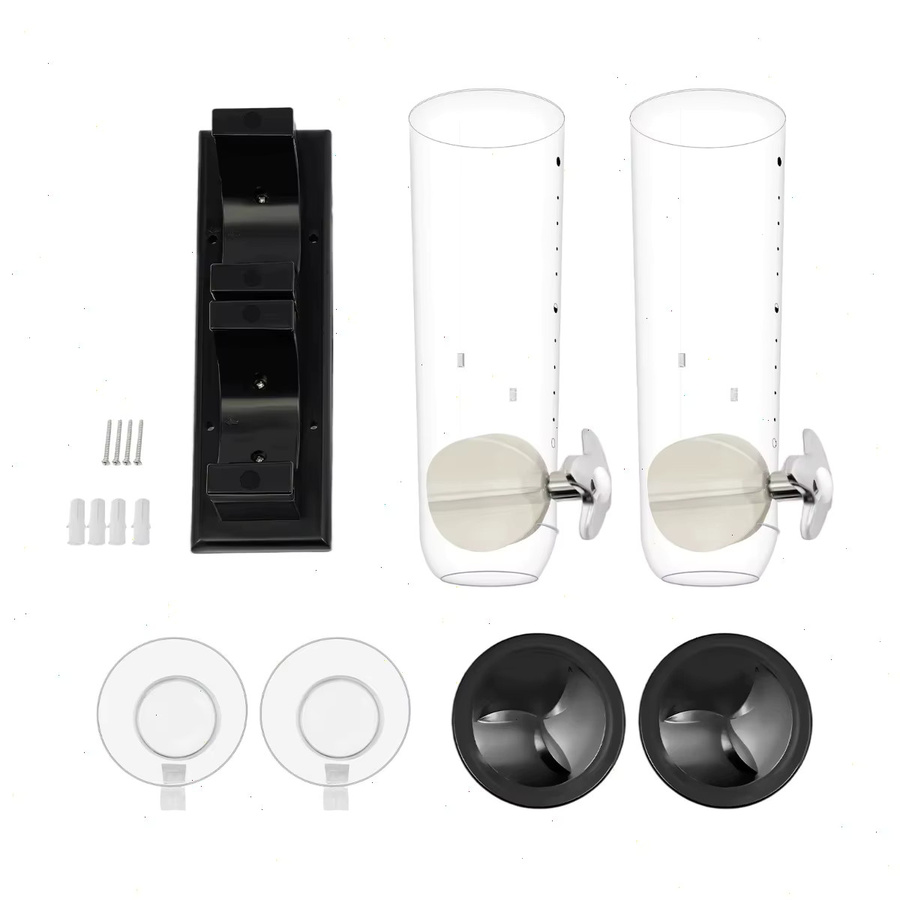 Bymaocar Wandmontierter Müsli-Spender mit 2 Fächern, 3 l, Schwarz und Transparent, inklusive Messbecher für Küche und Tierfutter-Aufbewahrung - Bild 3