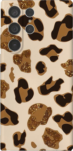 Potdemiel Handyhülle mit Leopardenmuster in Braun und Gold für Samsung Galaxy S25, S24, S23 Ultra Plus, A35 und A55 mit glänzender HD-Hartschale - Bild 1