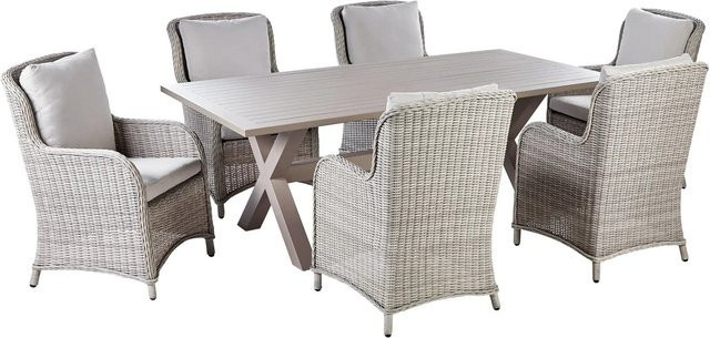 Beliani Gartentisch Set CASCAIS in Taupe mit Rattan und Metall im Boho-Stil - Bild 1