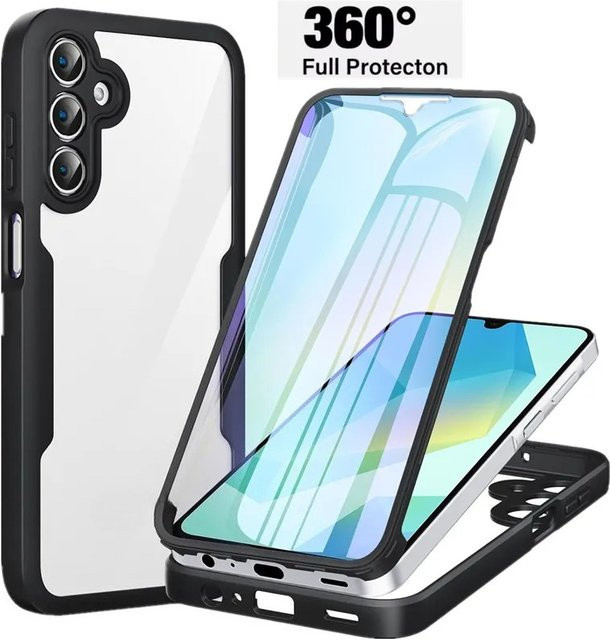 Klar 360 Grad Ganzkörper-Schutzhülle mit Displayschutz für Samsung Galaxy A55 A35 A15 A05s A56 A36 A26 A16 A06 A57 A37 A27 A17 A07 stoßfeste Abdeckung in Transparent - Bild 1