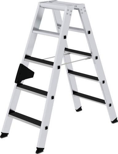 MUNK Günzburger Steigtechnik Clip-Step R13 Aluminium Stehleiter beidseitig begehbar, Farbe: Silber, 2 x 5 Stufen, maximale Arbeitshöhe: 2,75 m - Bild 1
