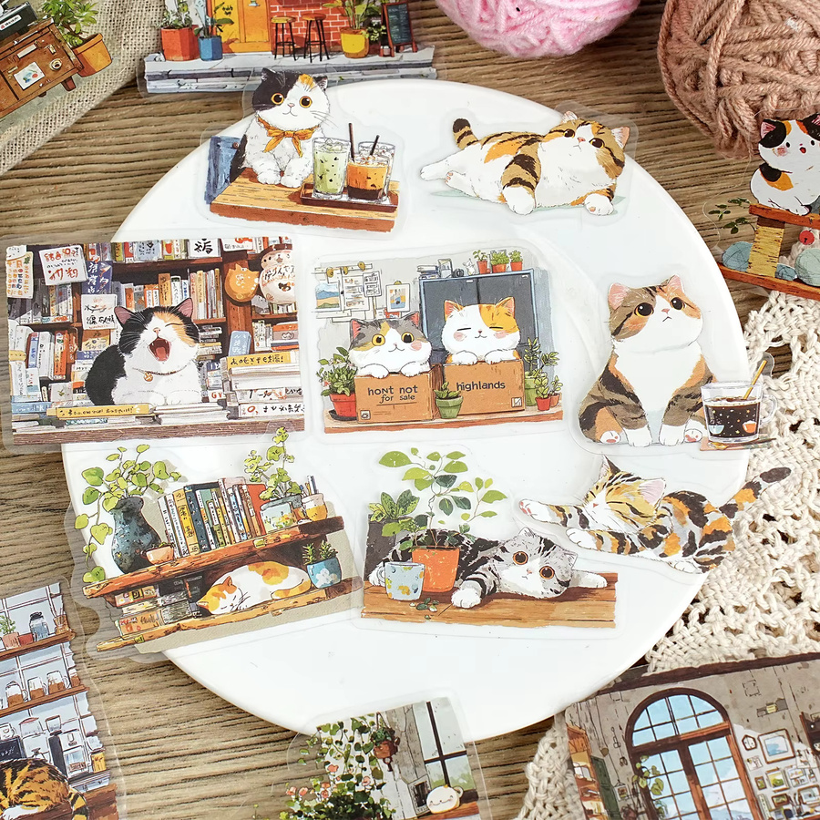 Etori Life Coffee Daily Healing Home Katzen-Aufkleber, 15-teiliges Set, multicolour - Bild 2