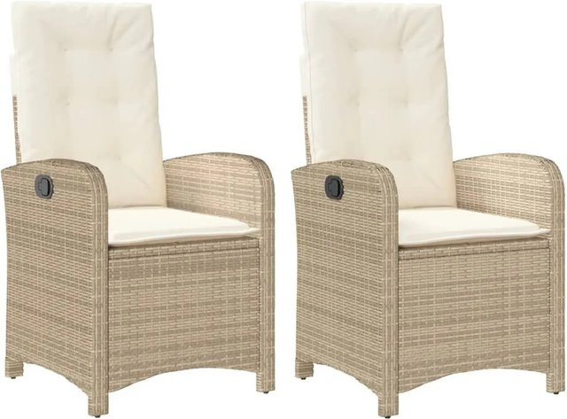 vidaXL Gartensessel Set aus 2 Stück in Beige mit Kissen aus PE-Rattan und pulverbeschichtetem Stahl - Bild 1