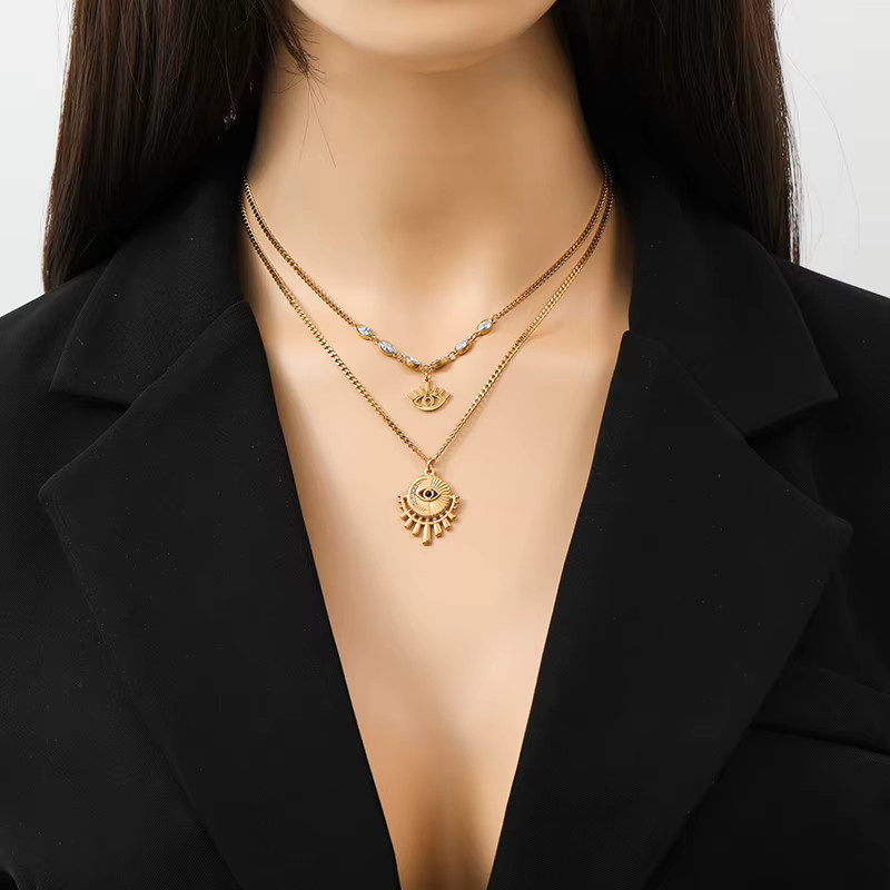 Eilieck Schmuck-Set, Halskette, Ohrringe, Edelstahl, Vintage, Gold, Damen - Bild 3