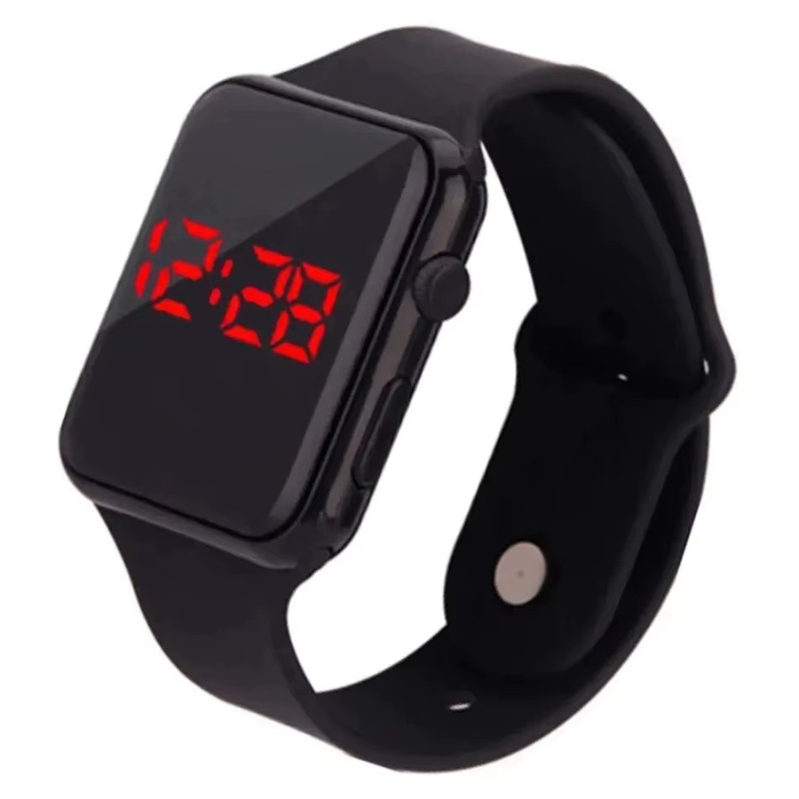 Digitaluhr, eckig, Silikon, Schwarz, Unisex - Bild 1