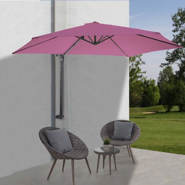 MCW Wandschirm Acerra Ampelschirm Sonnenschirm neigbar, Farbe: Lavendel-Rot - Bild 1