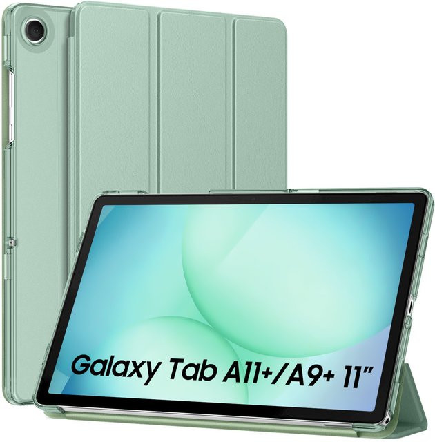 Smart-Cover Schutzhülle für Samsung Galaxy Tab A9+ und A11+ Plus 2022/2023, 11 Zoll, mit harter PC-Rückschale, Schwarz und Grün - Bild 1