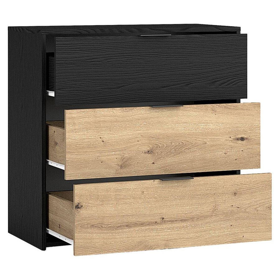 byLIVING Kommode RIMINI in Schwarz und Eiche, B/H/T: 80 x 80 x 40 cm - Bild 3