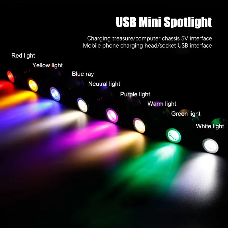 XIWANGFIRE LED USB Mini Spot Licht RGB Multicolour, 3W, Oberfläche Montierter Metall Scheinwerfer für Schrank, Vitrine und Schmuck, Drehbar und Verstellbar - Bild 2