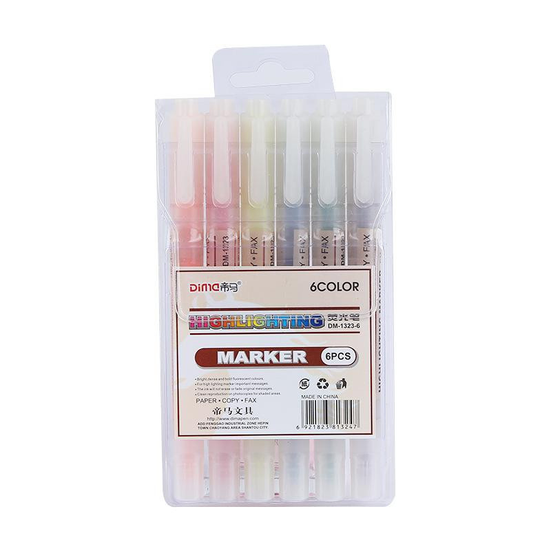Doppelseitige Textmarker-Stifte im Set mit 6 Farben, fluoreszierende Kunstmarker im Kawaii-Design für Schule und Büro - Bild 2