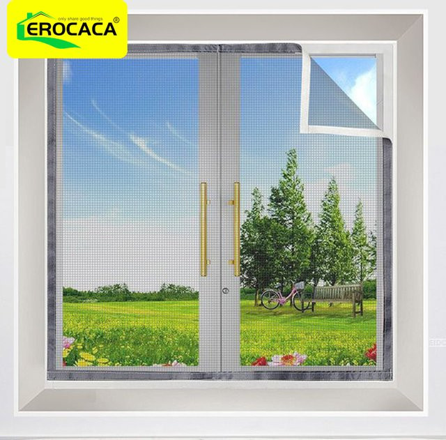 EROCACA Insektenschutzgitter aus Fiberglas für Fenster, graues Moskitonetz als unsichtbares Fenstergitter - Bild 1