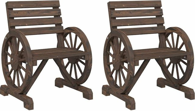 Yiwydaa Gartenstühle aus Massivkiefernholz in Braun mit Armlehnen, 2er Set, B/T/H: 58 x 58 x 78,5 cm - Bild 1