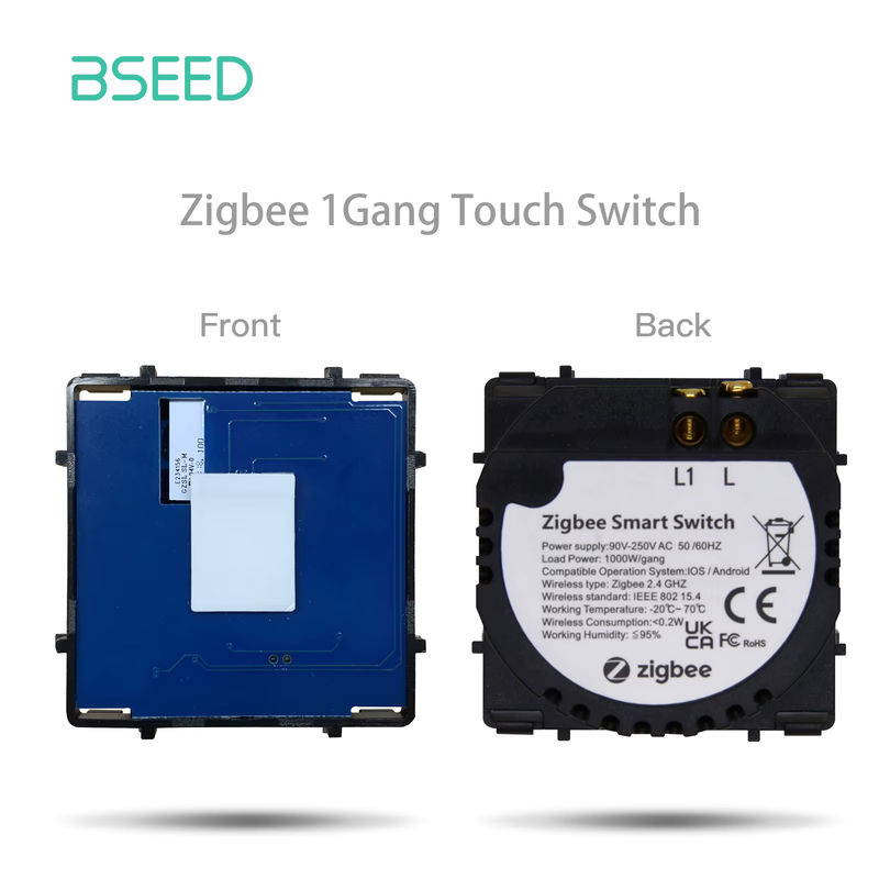 Bseed Zigbee Touch Lichtschalter Modul für Tuya Smart Life, 1/2/3 Gang DIY Schalterteil ohne Neutralleiter, EU Standard - Bild 4