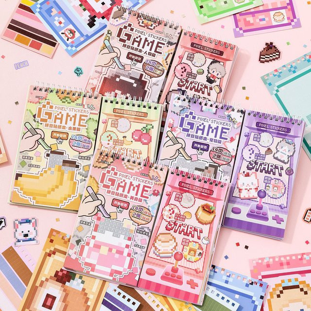 30 Blatt Pixel Perle Aufkleber Buch im Gaming Konsole Design für DIY Scrapbooking und Dekoration, Mehrfarbig - Bild 1