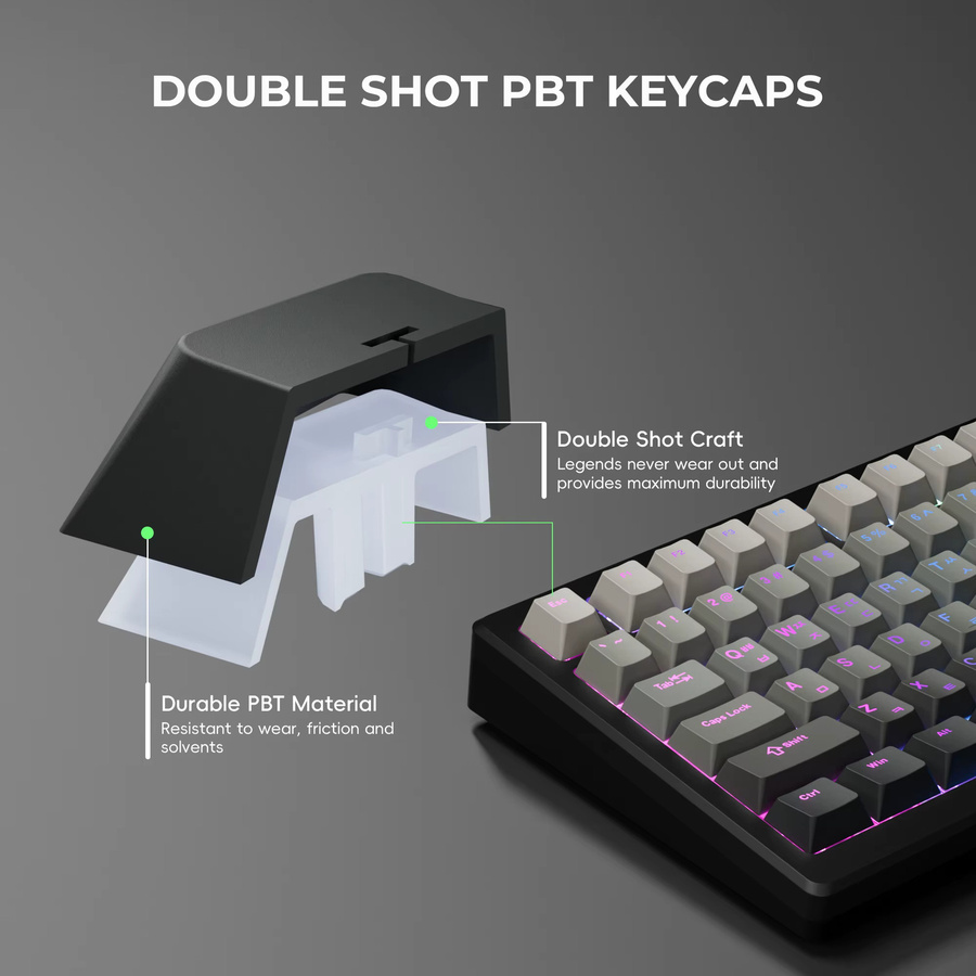 XVX PBT-Tastenkappen mit Koreanischem Top-Print und Farbverlauf in Grau für mechanische Tastaturen, 132 Tasten - Bild 3