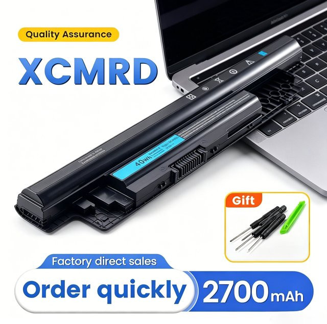 Somi XCMRD Laptop-Akku für Dell Inspiron 14 3421, 15 3521 3542 3537 3543 und 17 3721 Notebook-Batterien, 14,8V, 40Wh, Schwarz - Bild 1