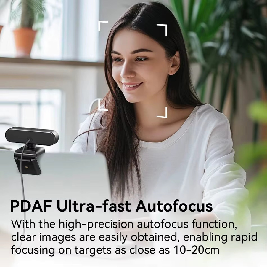 EMEET C60E 4K UHD Webcam mit Autofokus und USB-Anschluss in Schwarz - Bild 2