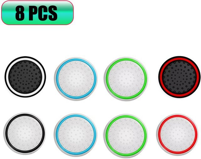 8 Stück leuchtende Silikon Thumb-Stick-Griffkappen für PS5, PS4, Xbox 360 und Xbox One Series X/S in Weiss und Multicolour von ERIKOLE - Bild 1