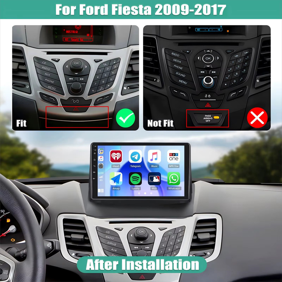 MOPECT Autoradio mit 128G Speicher für Ford Fiesta 2009-2017, kabelloses CarPlay und Android Auto, GPS, WiFi, Multimedia Stereo mit DAB+ und DVR in Schwarz - Bild 3