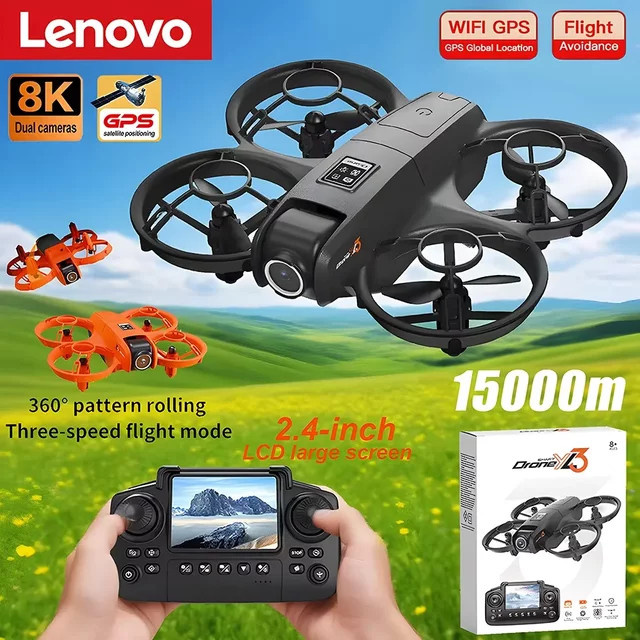 Lenovo YL3 GPS-Drohne in Orange mit 8K HD Weitwinkel-Doppelkamera, 5G WLAN und intelligenter Hindernisvermeidung - Bild 1