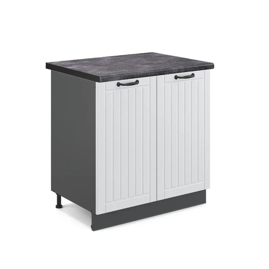 Vicco Spülenunterschrank Fame-Line in Weiß und Anthrazit im Landhausstil mit Soft-Close-Türen, B: 80 cm, H: 82 cm, T: 60 cm - Bild 2