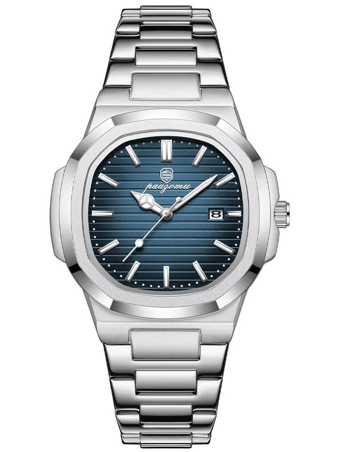 PAAZOMU Armbanduhr Quarz, Edelstahl, Eckig, Blau, Herren - Bild 6