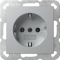 Gira Schutzkontaktsteckdose Typ F in Silber, Einbau-Steckdose ohne Befestigungskrallen, 16 Ampere, 250 Volt - Bild 1