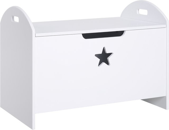 HOMCOM Spielzeugtruhe mit Deckel für das Kinderzimmer, Aufbewahrungsbox in Weiß, B/T/H: 62 x 40 x 46,5 cm - Bild 1