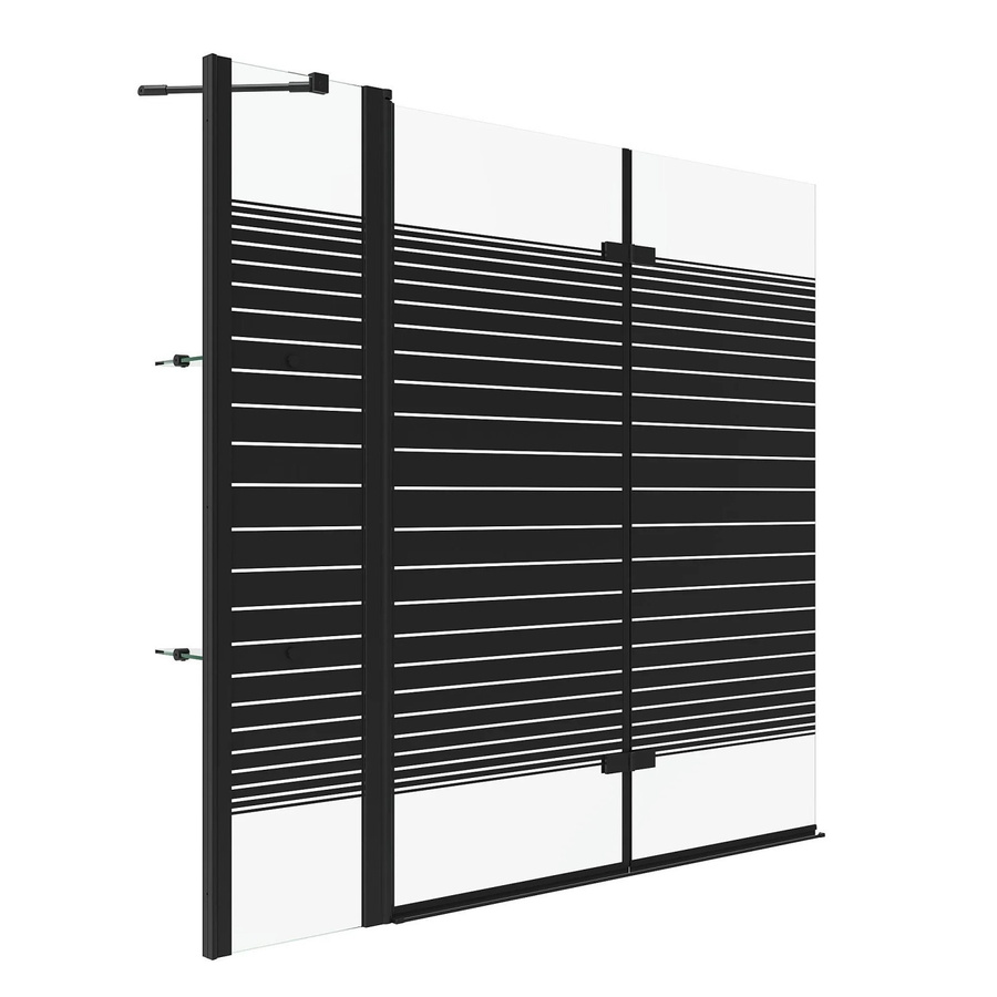 Aquabatos 3tlg. Badewannenfaltwand Duschabtrennung aus Sicherheitsglas in Schwarz Matt, B/H: 150 x 140 cm - Bild 2
