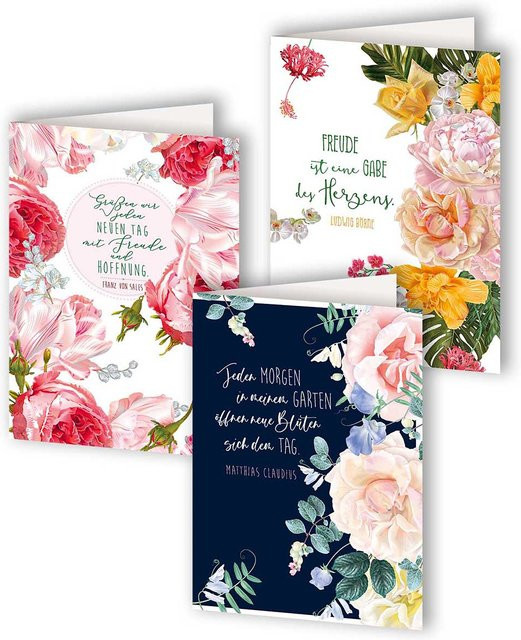 3er-Set Rosen-Grußkarten Die Königin der Blumen vom St. Benno Verlag in Mehrfarbig - Bild 1