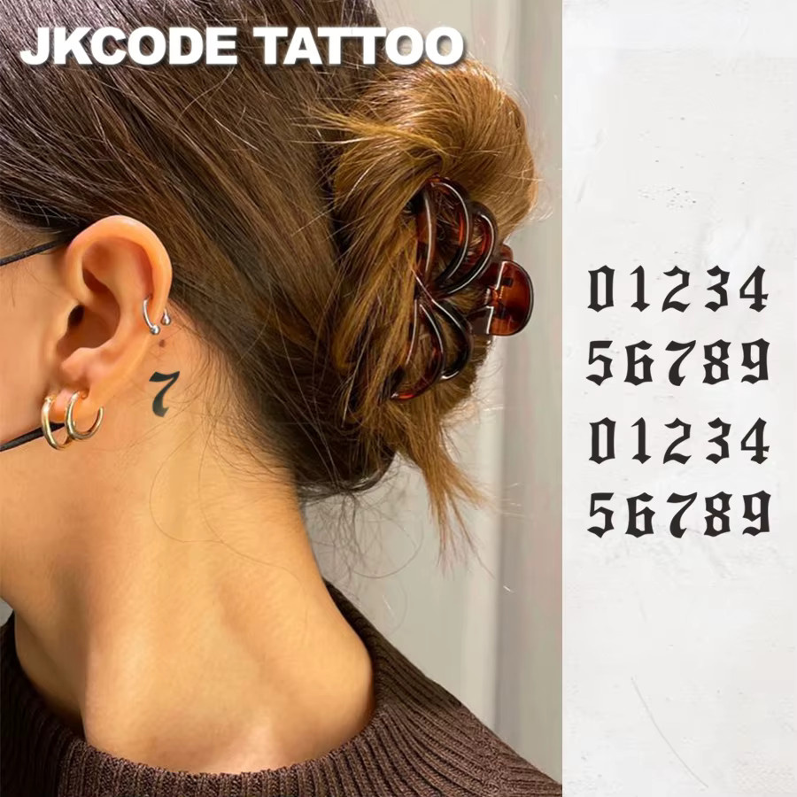 JKCODE TATTOO Temporäre Tattoos, Unisex, arabische Ziffern und englische Buchstaben - Bild 2