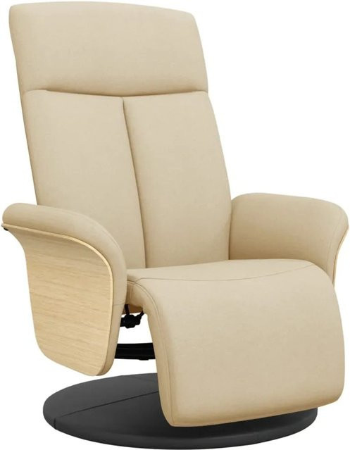 vidaXL Relaxsessel mit Fußteil in Creme, schwenkbar und mit Armlehnen, Stoffbezug - Bild 1