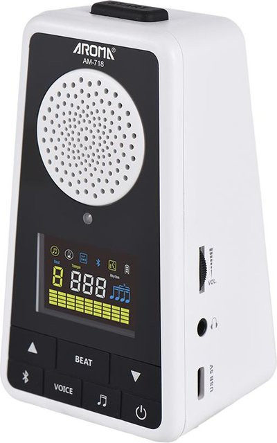 AROMA 2-in-1 Metronom und Bluetooth-Lautsprecher für Gitarre, Klavier, Trommel und Violine, wiederaufladbares digitales Metronom in Weiß, H x B x T: 11,9 x 6,6 x 5,9 cm - Bild 1
