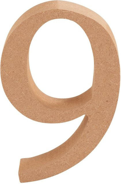 VBS MDF Zahl Ziffer 9 in Braun mit Klebefläche - Bild 1